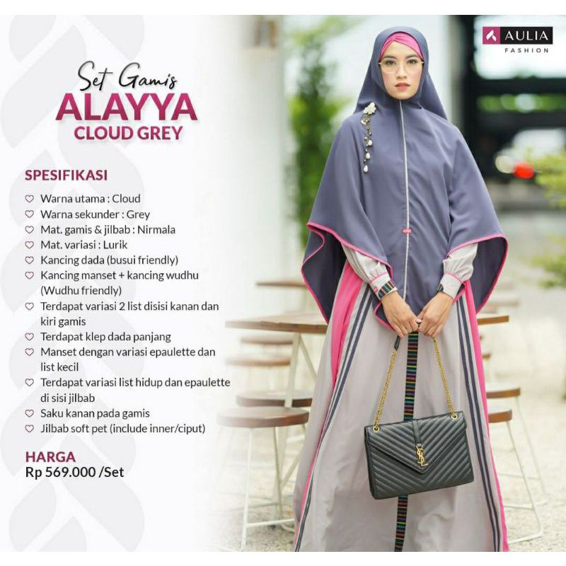 AULIA FASHION Gamis Alayya Cloud Grey
