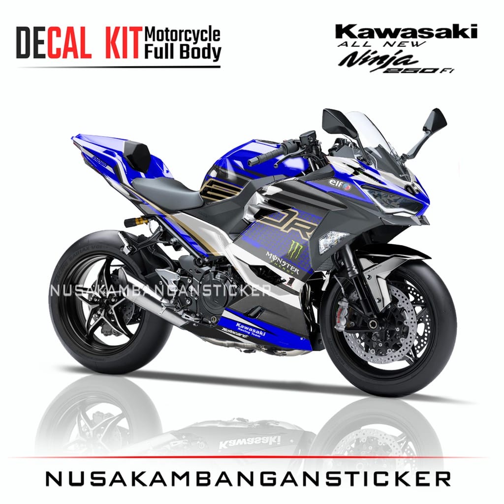 STIKER DECAL SEPEDA MOTOR KAWASAKI NINJA 250 FI ALL NEW FULL BODY WSBK BIRU NEW GRAFIS RACING TEAM S