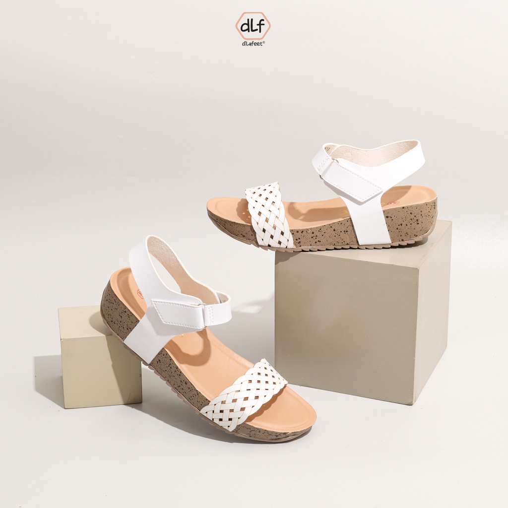 D'Lafeet Sandal Wedges Wanita - Laras White