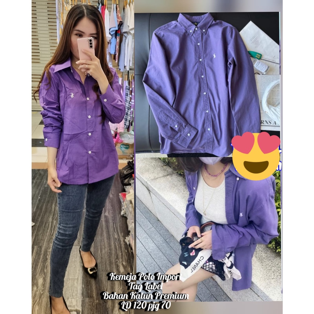 Atasan Branded Import Kemeja Wanita Polos Premium Katun Jumbo