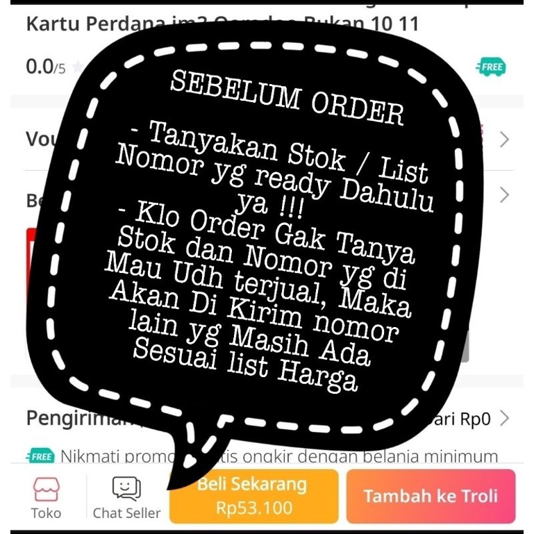 Nomor Cantik Tri 11, 12 &amp; 13 DIGIT 4G Kartu Perdana Three Prabayar