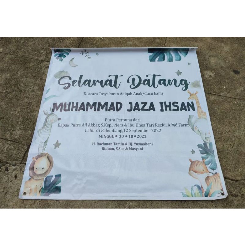 spanduk backdrop aqiqah tasyakuran ulang tahun custom thema bebas