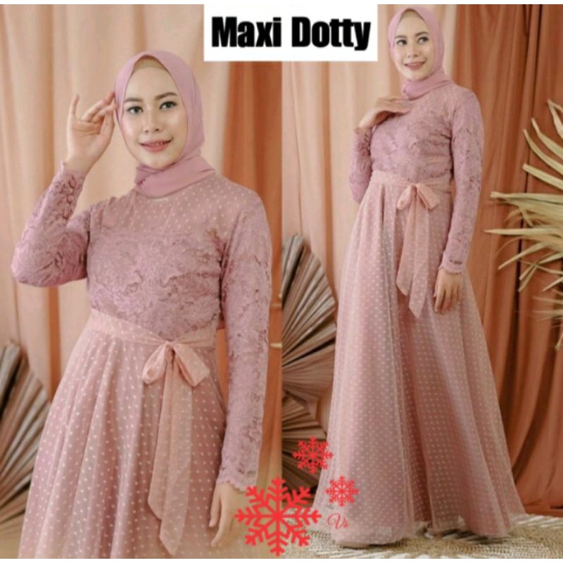 Long dress anko Baju gamis Maxi dewasa wanita hari raya brukat tile brokat renda long dress Blouse T