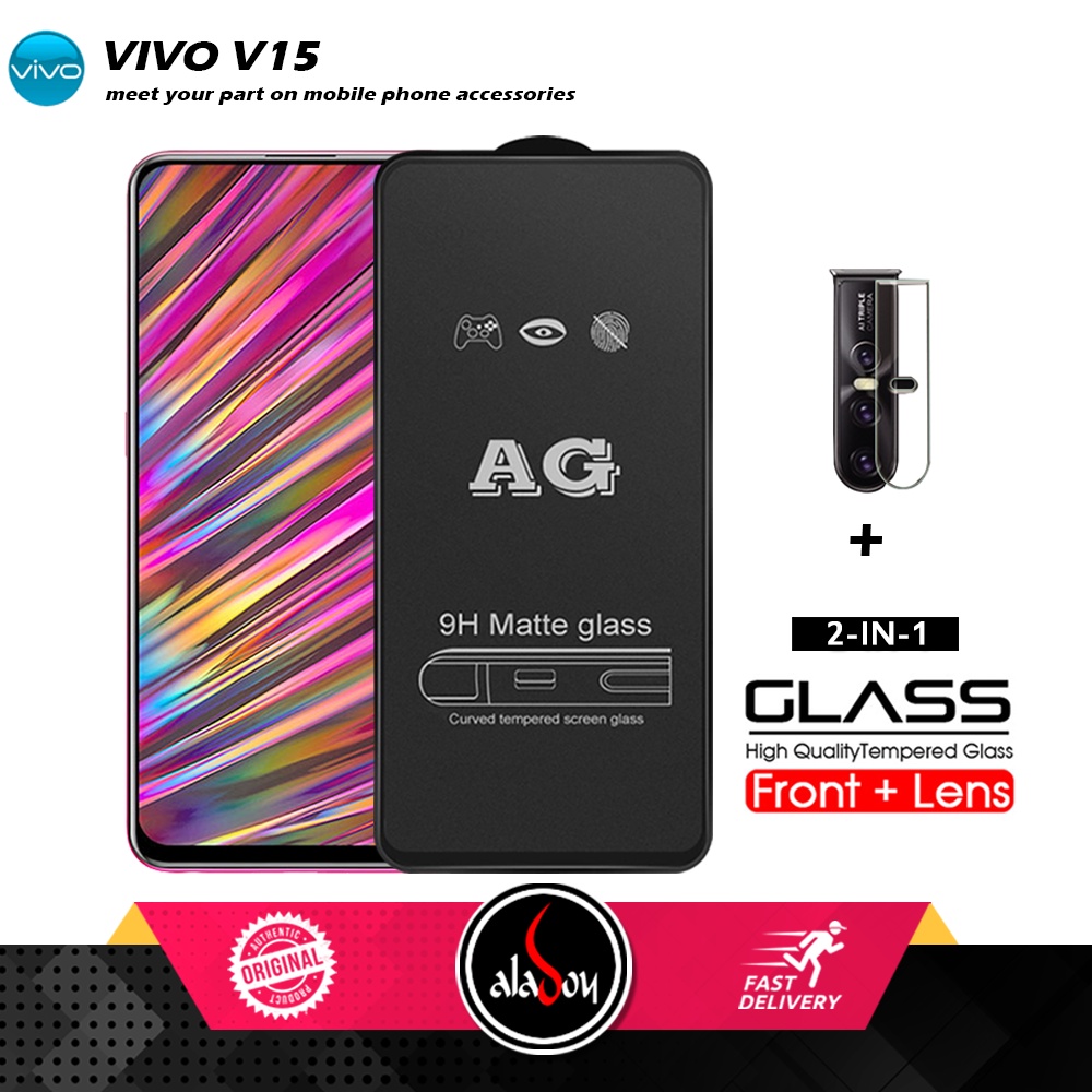 Vivo V15 PAKET 2IN1 Tempered Glass Matte Anti Glare Full Layar dan Tempered Glass Kamera