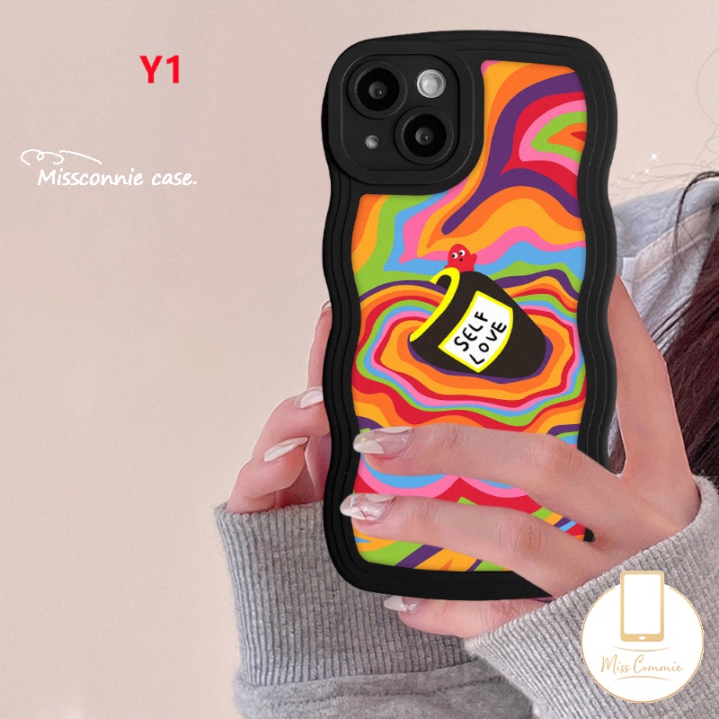 Redmi 9T 12C 9 10 9A 10A 10C 9C NFC A1+Redmi Note10 11s Note 11 Pro+10s 10 Pro Max Plus 9 Pro Note8 Wavy Edge Casetify Cat Air Love Self Label Pelangi Warna-Warni Lembut Tpu Cove