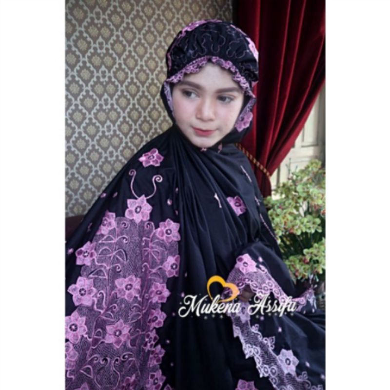 mukena bordir Handmade Padang bordir asli hitam pink Mukena seserahan mukena asli