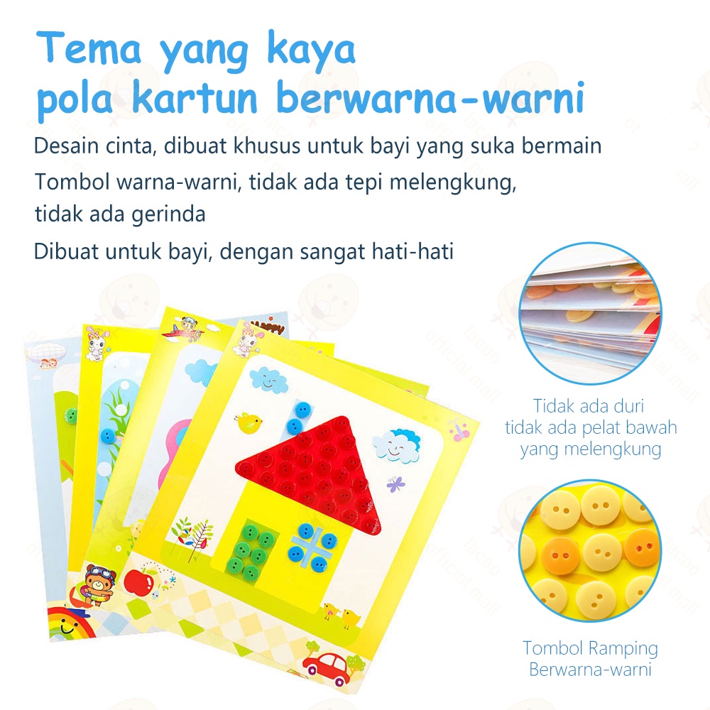 Poney Mainan edukasi anak Lukisan kancing Handmade diy 1pcs