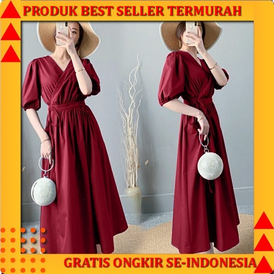 Lmf.Id ~ New Dress Korea Retro / Long Dress / Dress Maxi / Dress Hitam / Dress Korea Dress Natal Wan