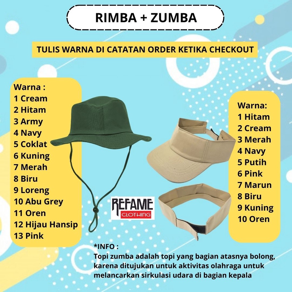 Paket Topi Rimba Hat Tali dengan Topi Baseball Polos Zumba Trucker Jaring Komando Pria Wanita Premium