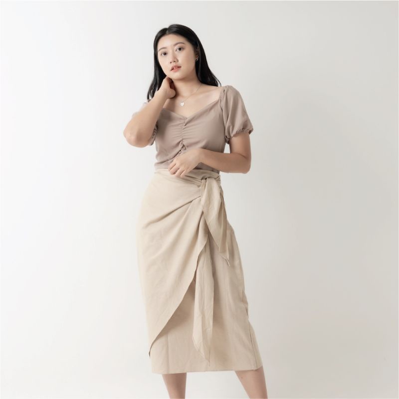 Kayra Wrap Skirt Rok Lilit Instan Cotton Casual