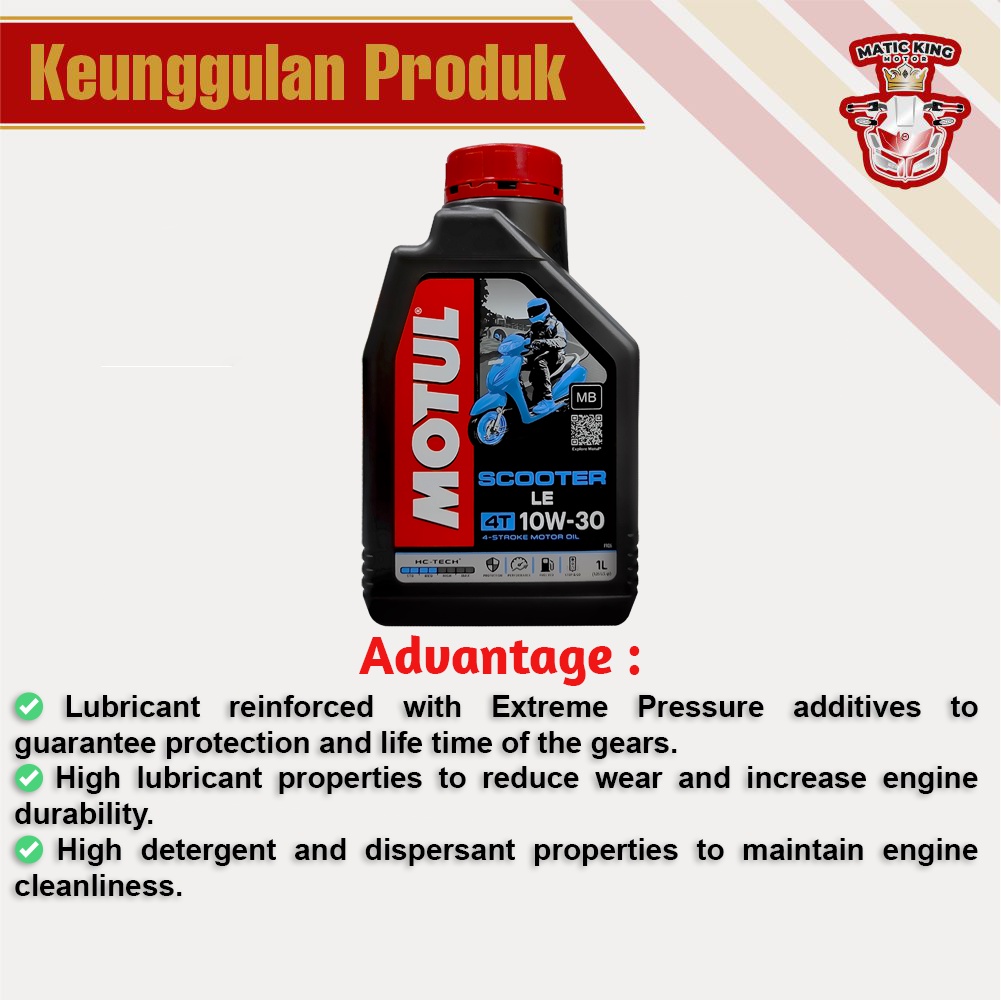 Motul Oli Mesin Scooter LE 10W-30 JASO MB API 1L