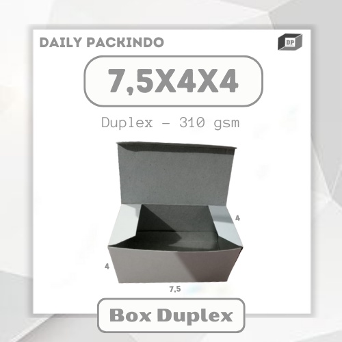 

Box/Dus/Packaging/Duplex Putih Abu Polos Uk 7,5x4x4 Cm Tebal 310 Gsm