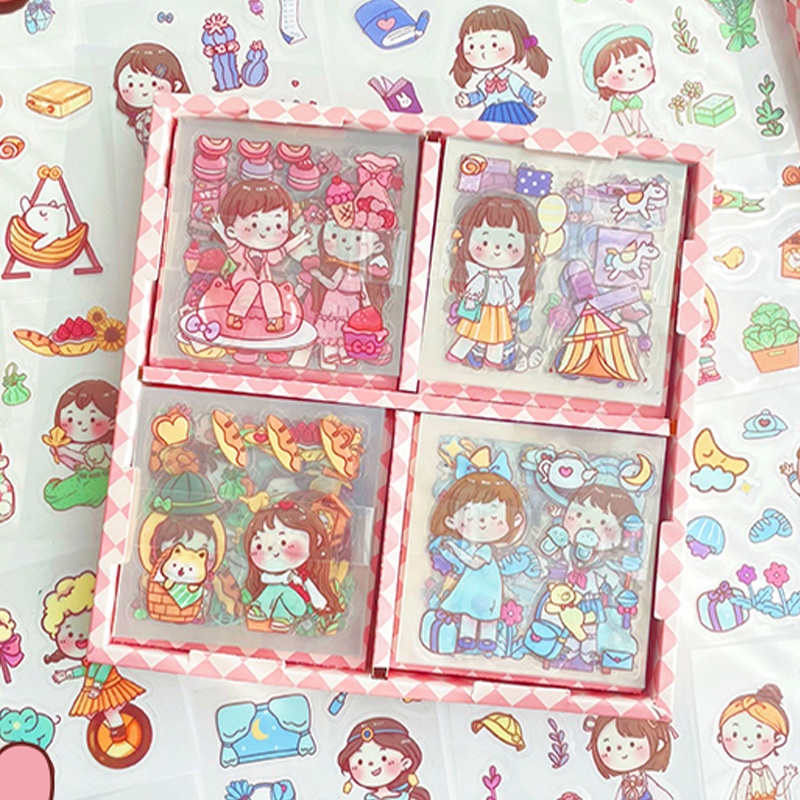 100 Lembar Stiker Motif Kartun Perempuan Untuk Dekorasi DIY