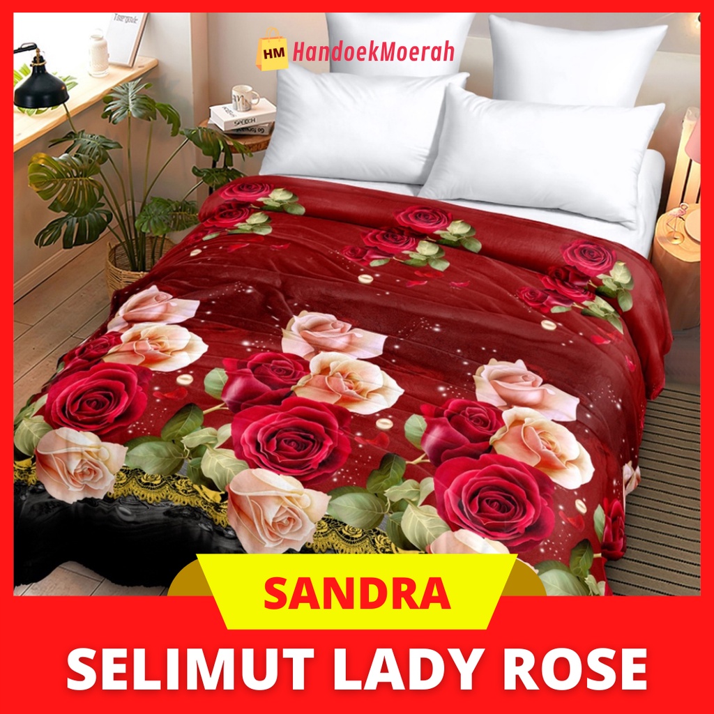 Selimut LADY ROSE Bulu Halus Murah / Blanket Anti Luntur Motif Sandra 160x200