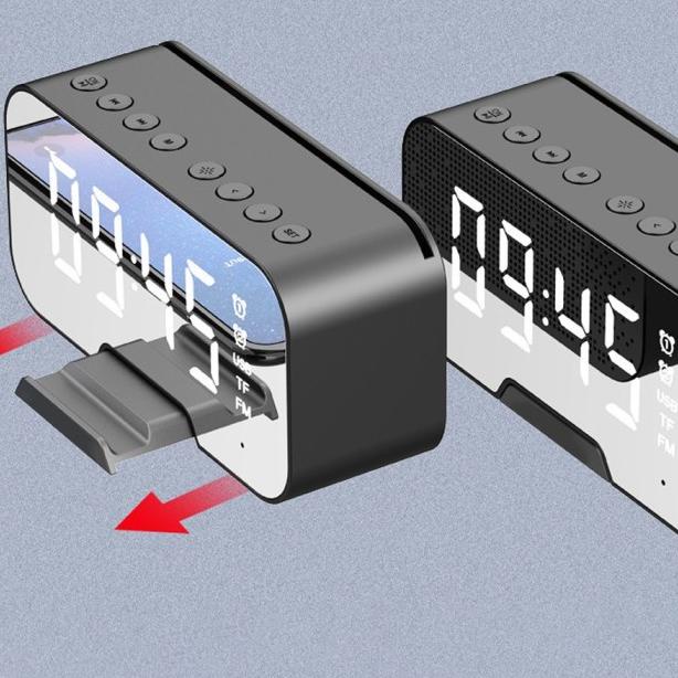 Speaker jam Bluetooth + Alarm dan Radio Tipe Q5 - Putih