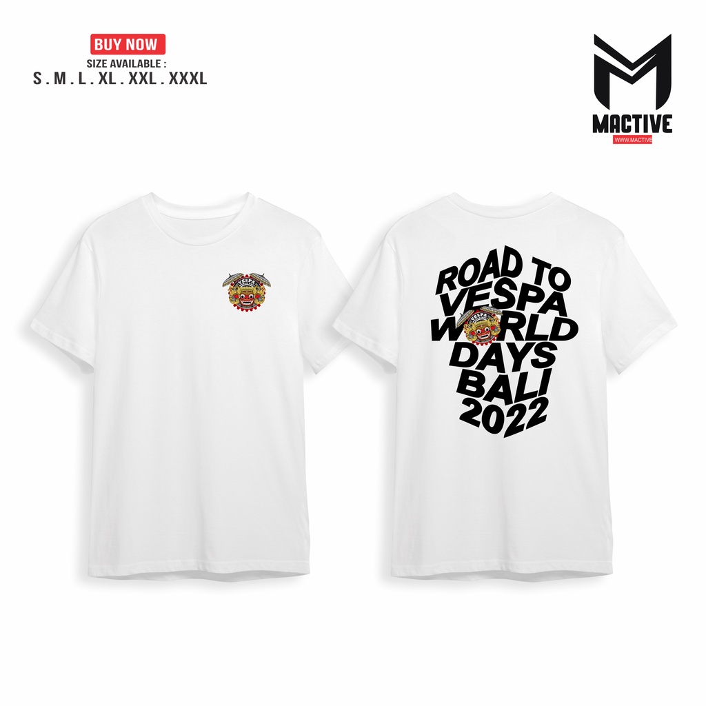 KAOS VESPA WORLD DAY VWD ROAD TO BALI EDITION TSHIRT DISTRO PRIA BARONG BALI - KAOS SABLON COMBAD 30
