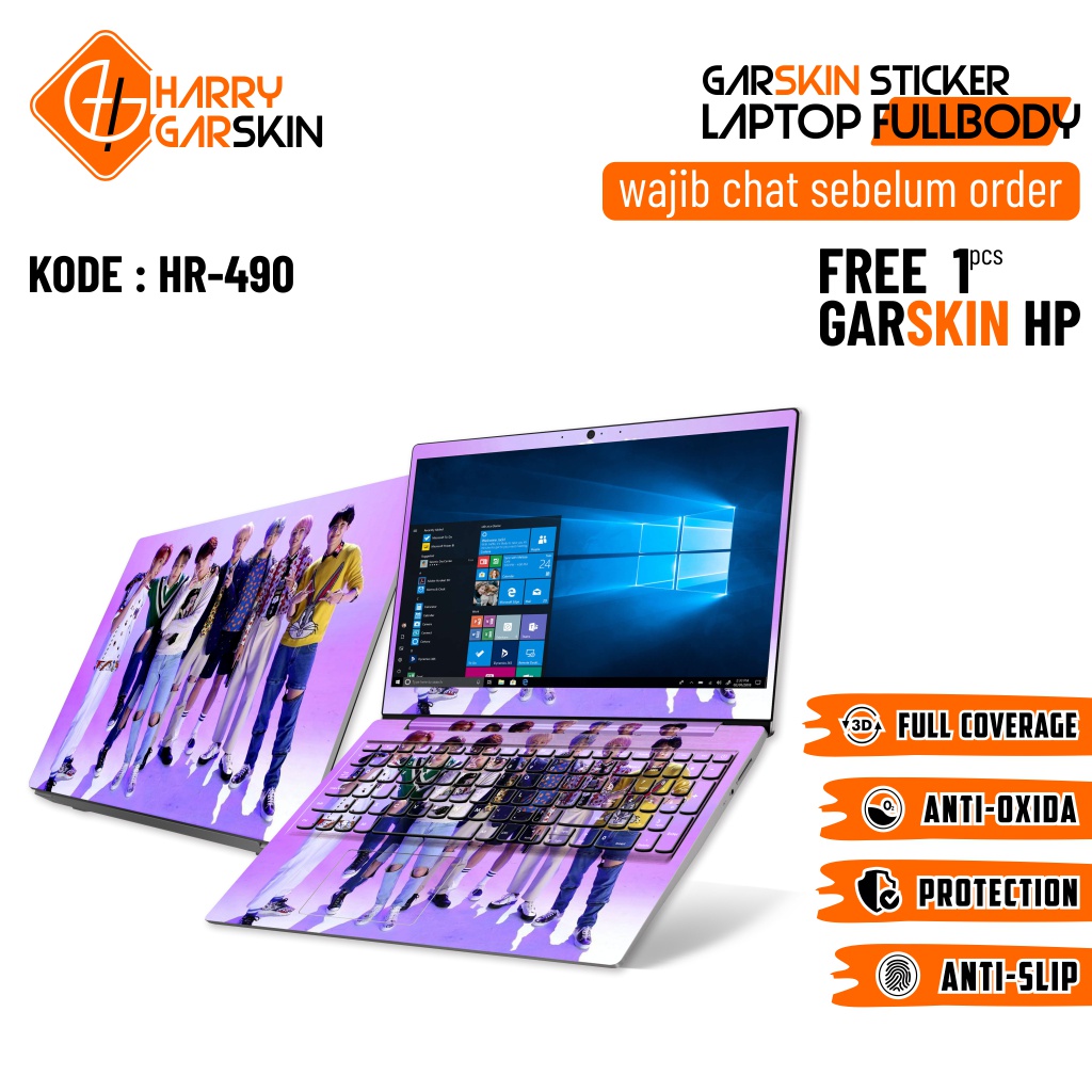 Garskin Laptop Full Body Motif Kode HR486-HR490 Bisa Request Gambar FREE Garskin HP & Sticker