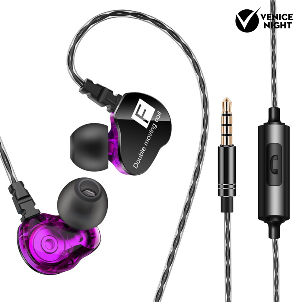 (VNEP) (Berkabel) QKZ CK9 Dual Moving Coil Heavy Bass HiFi Mikrofon Earphone Olahraga In-ear