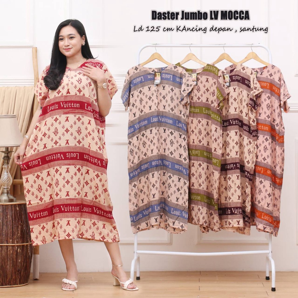 Daster Jumbo Busui Kancing Depan LD 120 Lengan Pendek Frosen