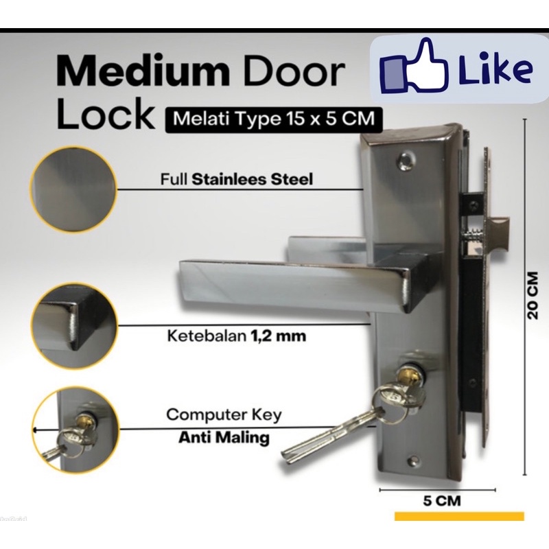 Kunci Pintu handle pintu rumah tinggal pasang Termurah kunci pintu komplit kunci pintu stanlis padat lengkap kunci pintu perlngkpn pintu