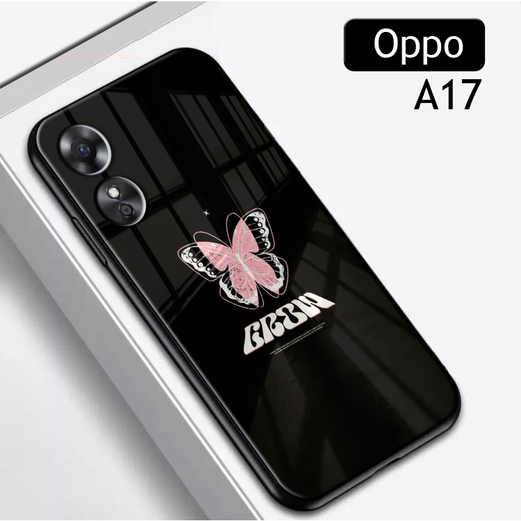 (SC161) Softcase Glass Kaca Oppo A17- Kesing Hp - Softcase Glass Hp Oppo A17 - Softcase Kaca  Oppo A
