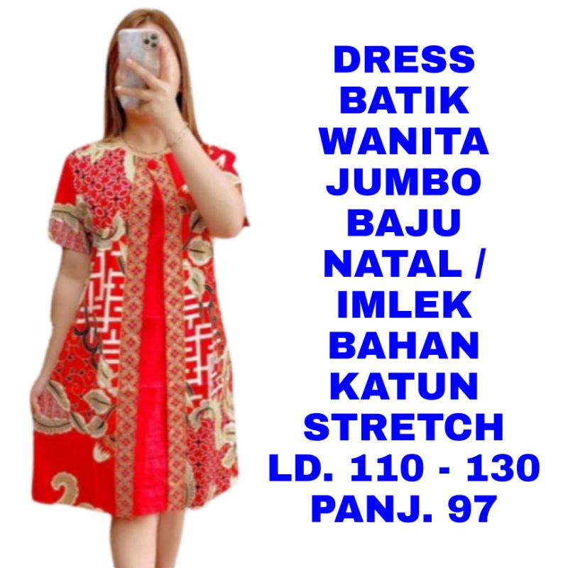 Jual Wk Dress Batik Wanita Jumbo Model Belah Baju Imlek Natal Sincia Seragam Kerja Shopee 