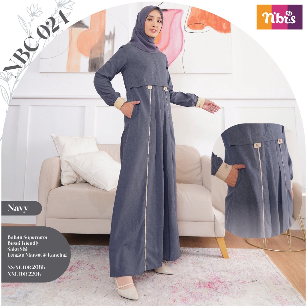 [BISA COD] Nibras Gamis NBC 24 Bahan Supernova Dress Muslimah Simpel Polos by Nibras