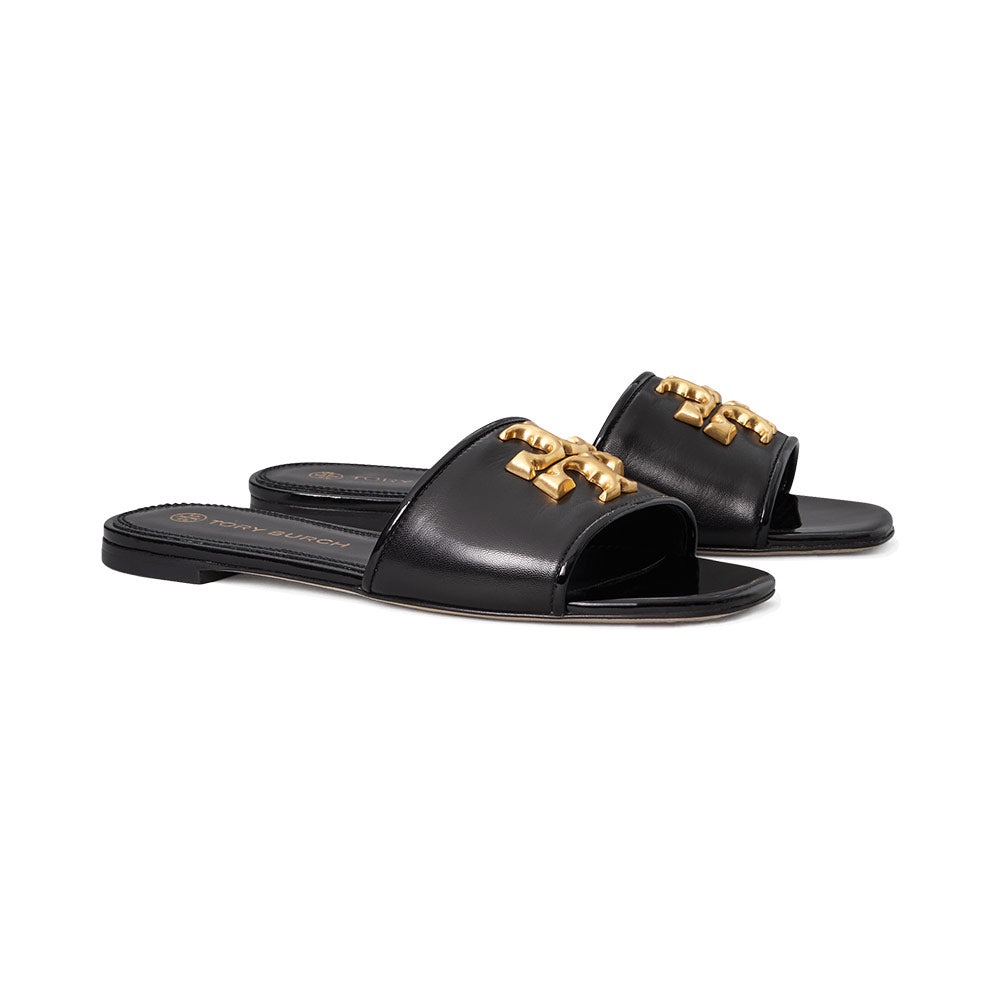 TB Eleanor Sandals Slide Perfect Black Gold 100% Original