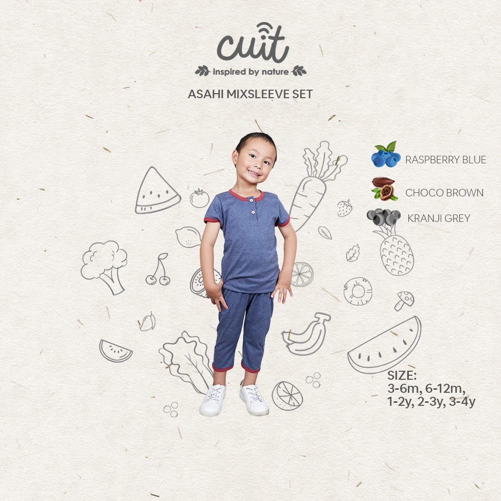 CUIT Baby 3 Bulan - 4 Tahun Asahi Setelan Tangan Pendek Celana Panjang Anak Unisex Furutsu Series