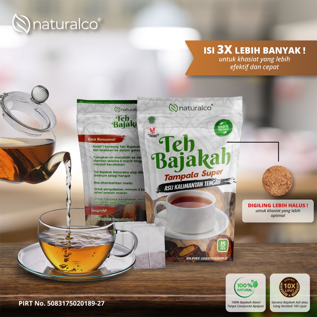 Teh Akar Bajakah Naturalco Tampala SUPER Asli Kualitas Terbaik 100% Akar Bajakah Asli Kalimantan Isi 15 Pcs | Isi 3X Lipat Lebih Banyak Tapi Lebih Hemat  15 Pcs x 3g, Netto 45g