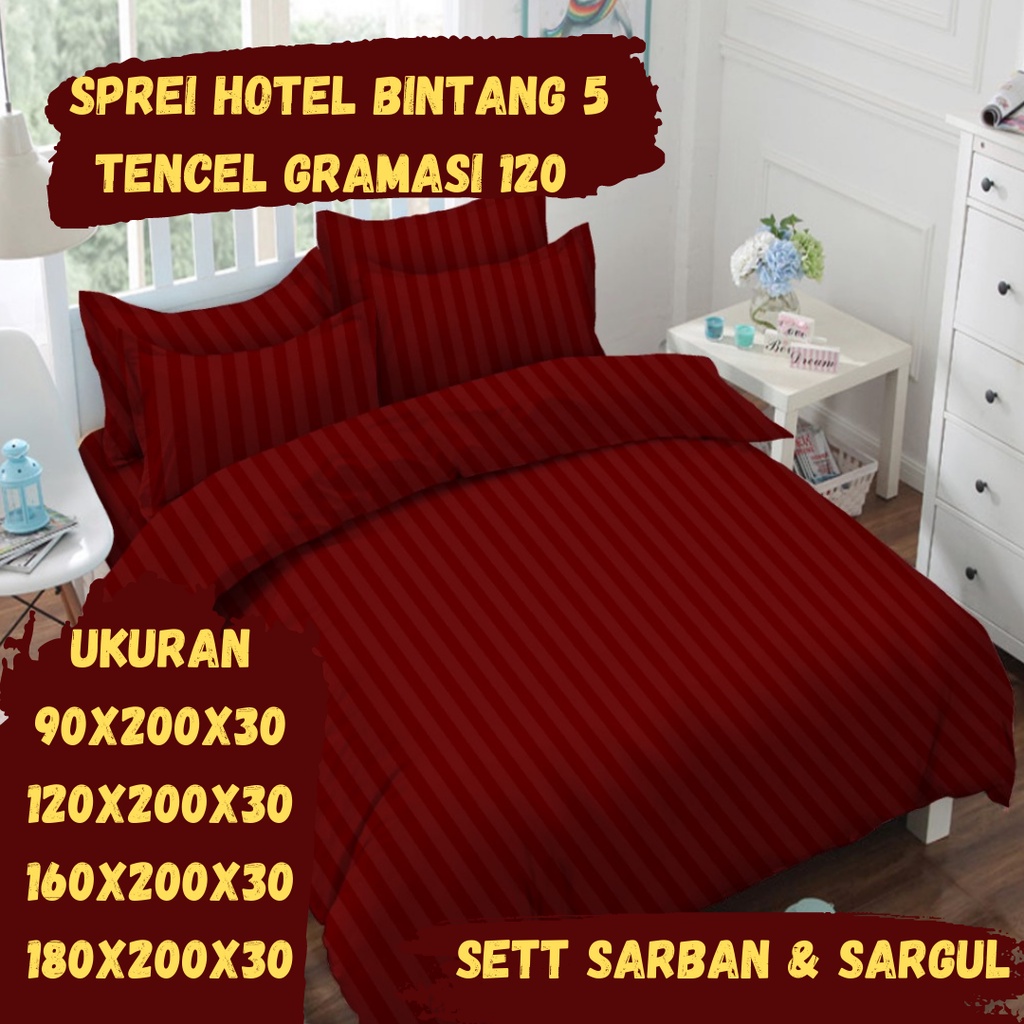 Sprei Hotel Sett Sarung Bantal dan Sarung Guling Salur Rajut Lembut 90x200x30 120x200x30 160x200x30 180x200x30 200x200x30 [ TIDAK TERMASUK BEDCOVER ]