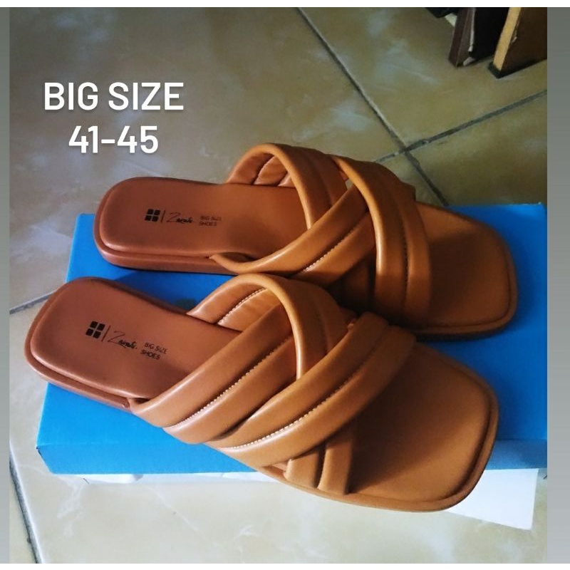 Sandal Busa Silang Wanita Ukuran Besar 41-42-43-44-45 Sendal Yulis Anti Strap Viral Kaki JUMBO Emouk Sendal Oversize Tane, 41