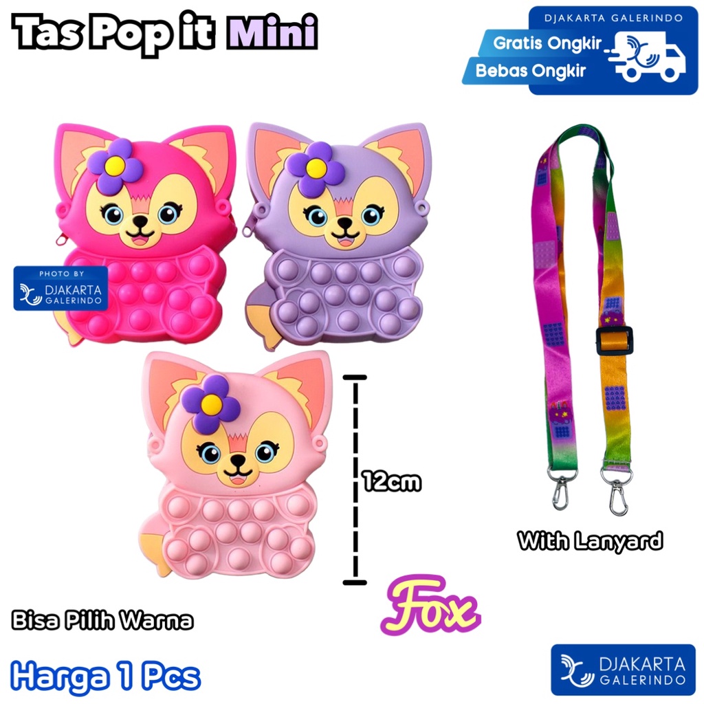 Tas Pop it Anak Unicorn Hello Kitty Cute Rainbow Import