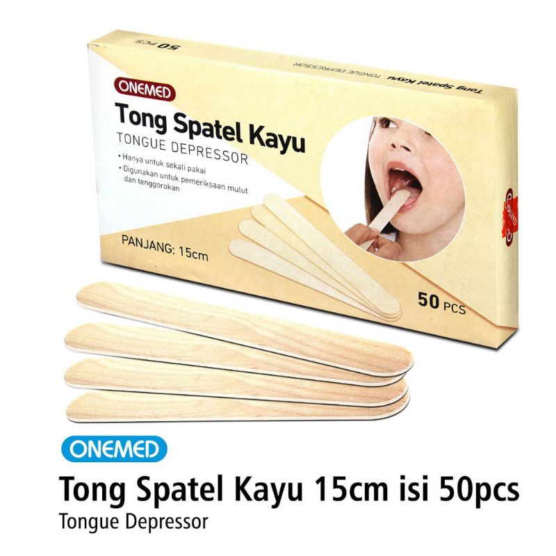Tong Spatel Kayu Onemed Box Isi 50 Pcs