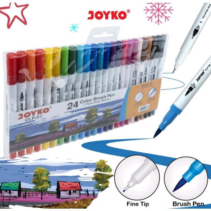 

Spidol Bolak Balik 24 Warna / Pena Kuas Warna Joyko CLP-07 24 Color Brush Pen