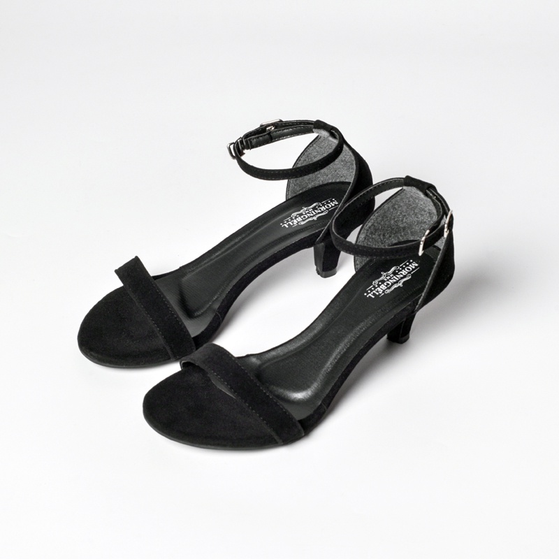 morningbell high heels berkualitas strap suede 5 cm
