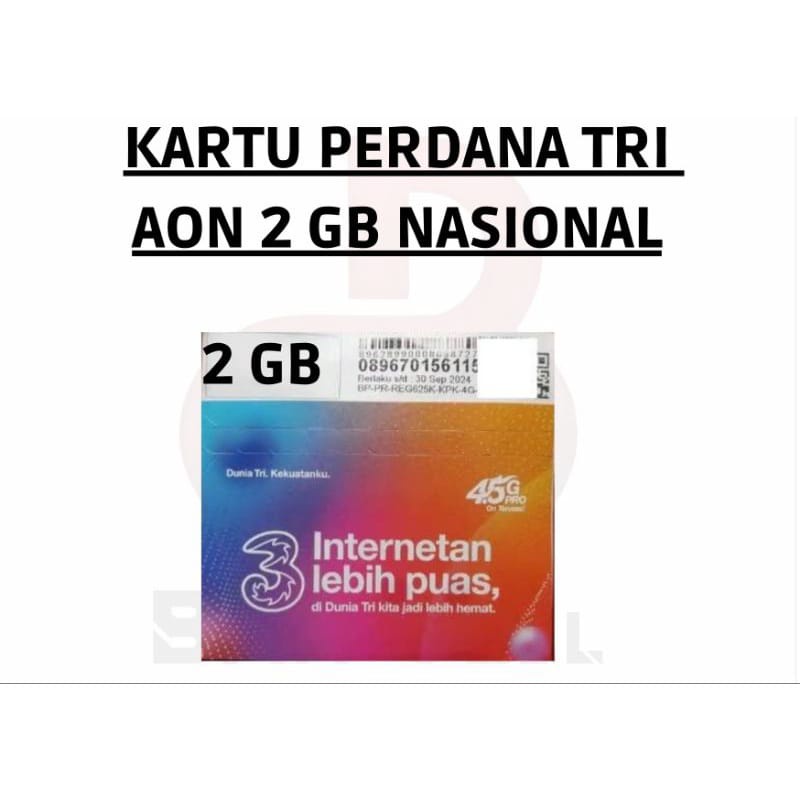 PERDANA 3 (THREE) ALWAYS ON 2 GB AON PAKET DATA TRI AON 2 GB ALWAYS ON KARTU PERDANA