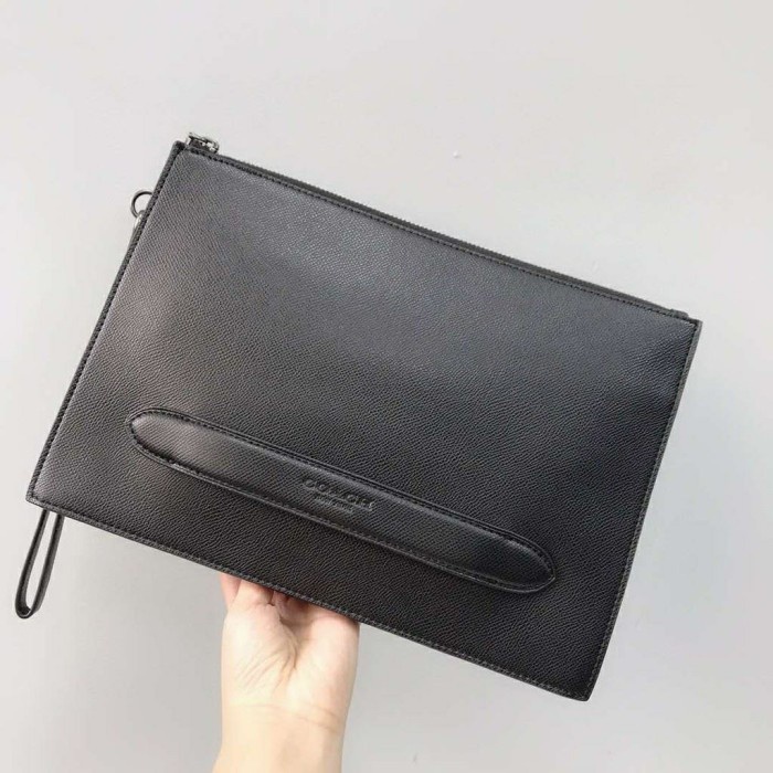 Clutch Pria Coach Structured Pouch Crossgrain Black