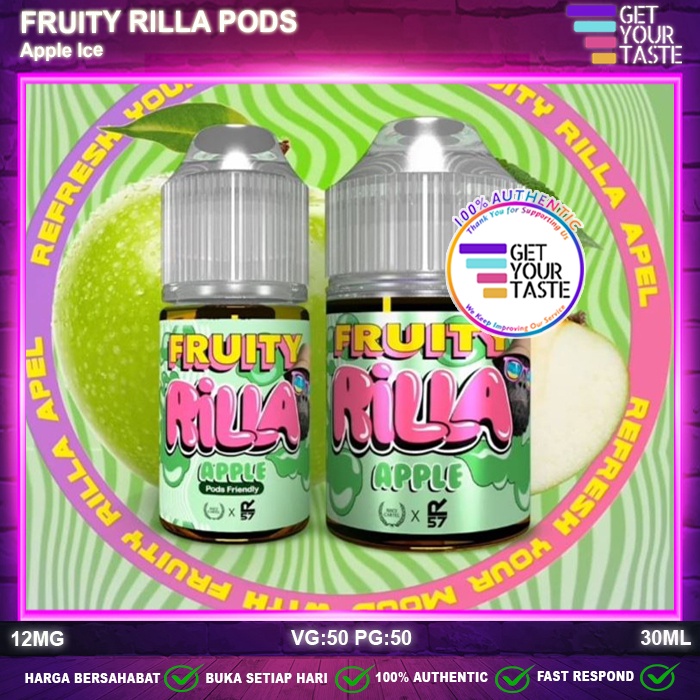 Jual Liquid Fruity Rilla Apple Pods Friendly 30ML Salt By IJC X Hero57