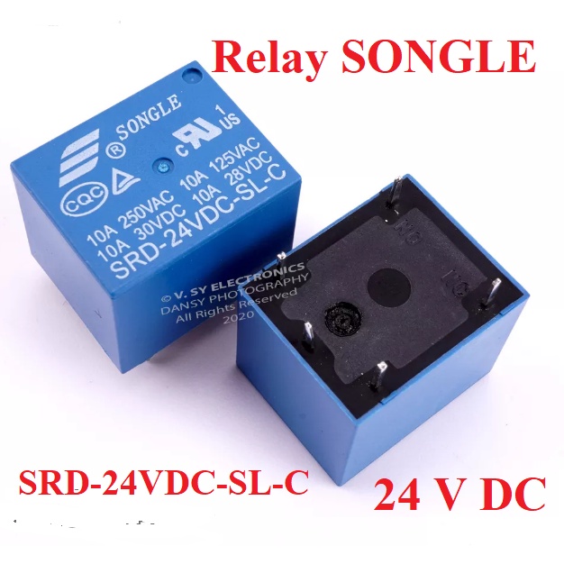 RELAY power SONGLE SRD-24VDC-SL-C 5 PIN 24V 24Volt DC 10A 250V AC 5p 5pin