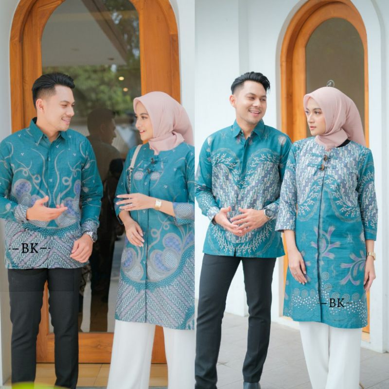 BAJU COUPLE BATIK SERAGAM KANTOR TUNIK KEMEJA DEWASA M L XL XXL