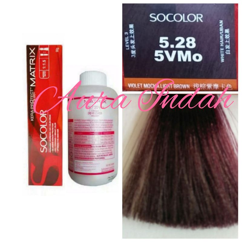 MATRIX SOCOLOR NO. 5.28 / 5VMo VIOLET MOCHA LIGHT BROWN DAN OXYDANT 135ML
