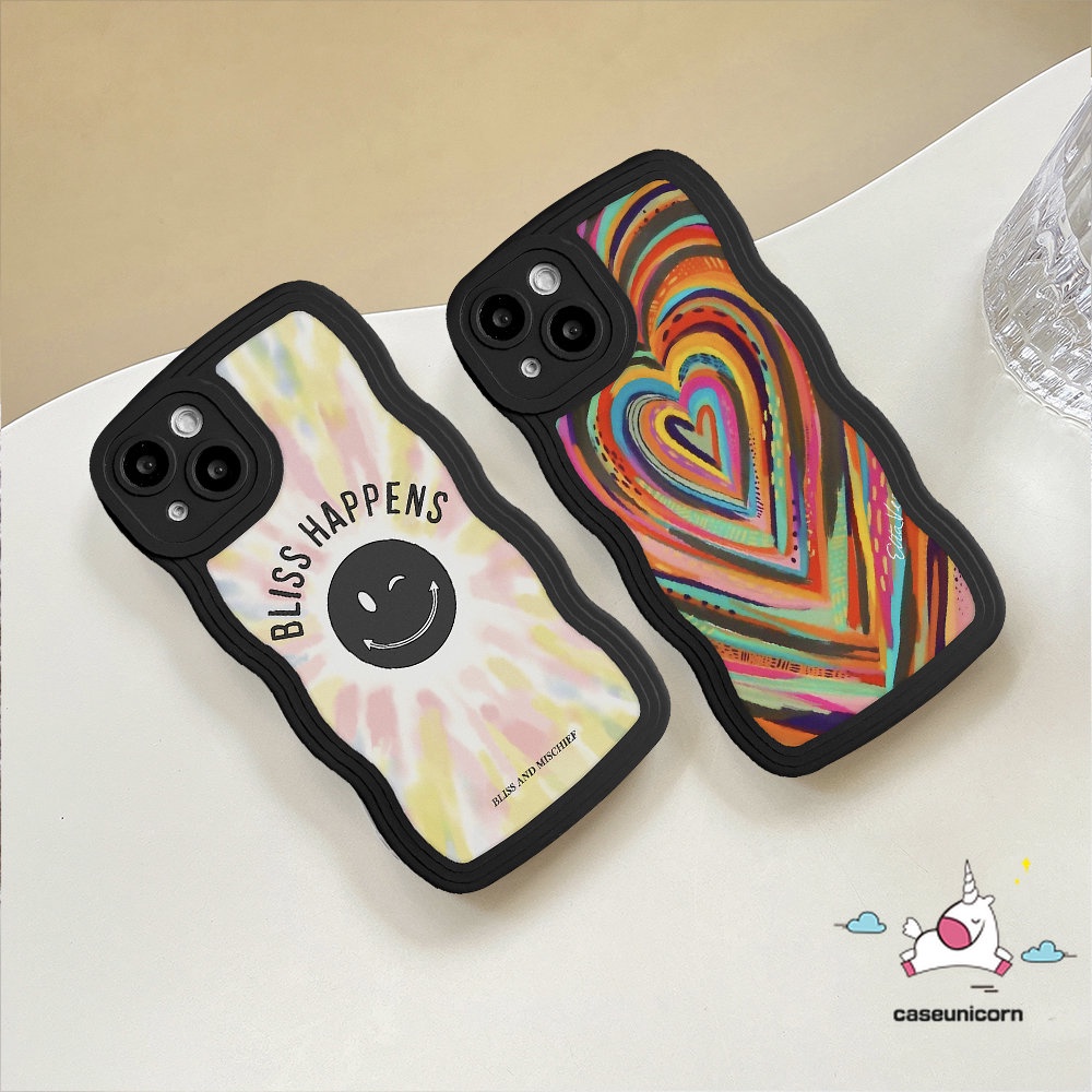 Soft Case TPU Motif Smiley Hati Pelangi Untuk iPhone 11 14 12 13 Pro Max XR 6 6s 7 8 Plus 14 Plus X XS Max SE 2020