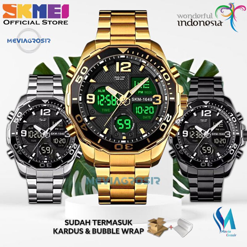 JAM SKMEI 1649 ORIGINAL Jam Tangan Pria SKMEI 1649 Men's Stainless Analog Digital Sport Chrono Water