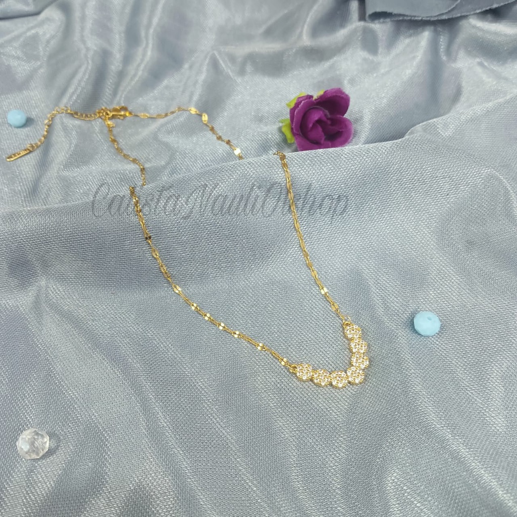 KALUNG TITANIUM FULL PERMATA PERHIASAN EMAS KOREA ANTI KARAT DAN ANTI LUNTUR