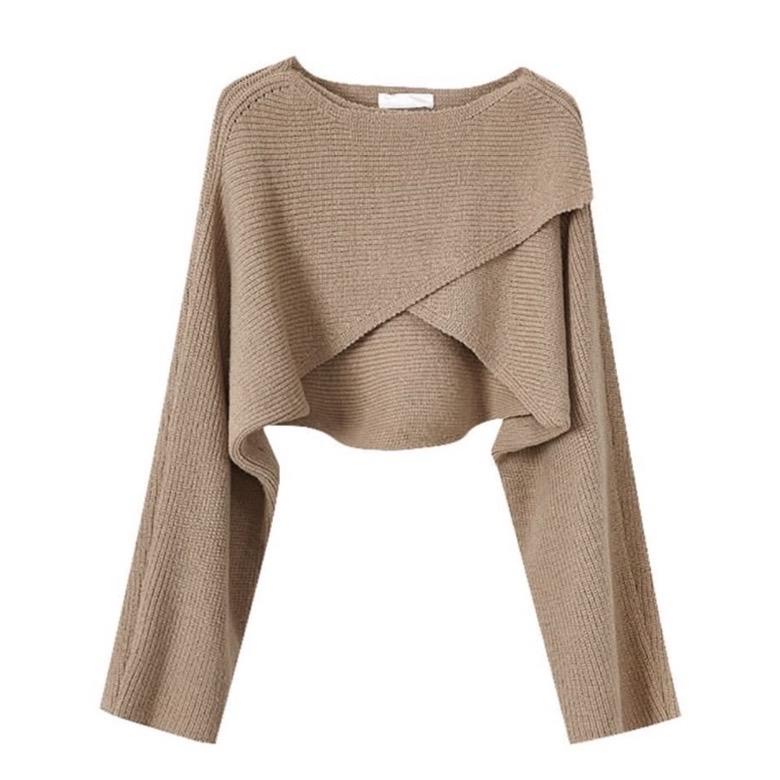 Belleza Outlet baju rajut Cardigan rajut atasan wanita Shea Knit Crop