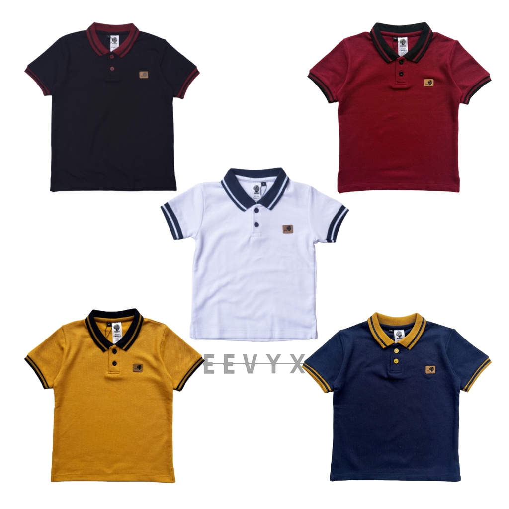 Kizzu Baju Polo Shirt / Kaos Polo Kerah Polos Putih Anak Laki Laki Umur 1-12 Tahun - Wangki - Eevyx Store