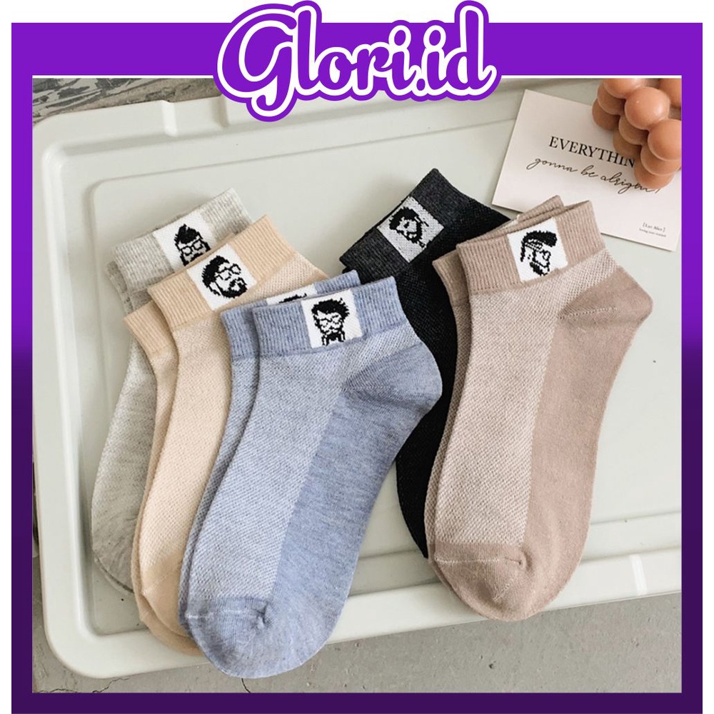 GLORI.ID Kaos Kaki Polos Semata Kaki Motif Pria / Kaos Kaki Ankle Cute KK023