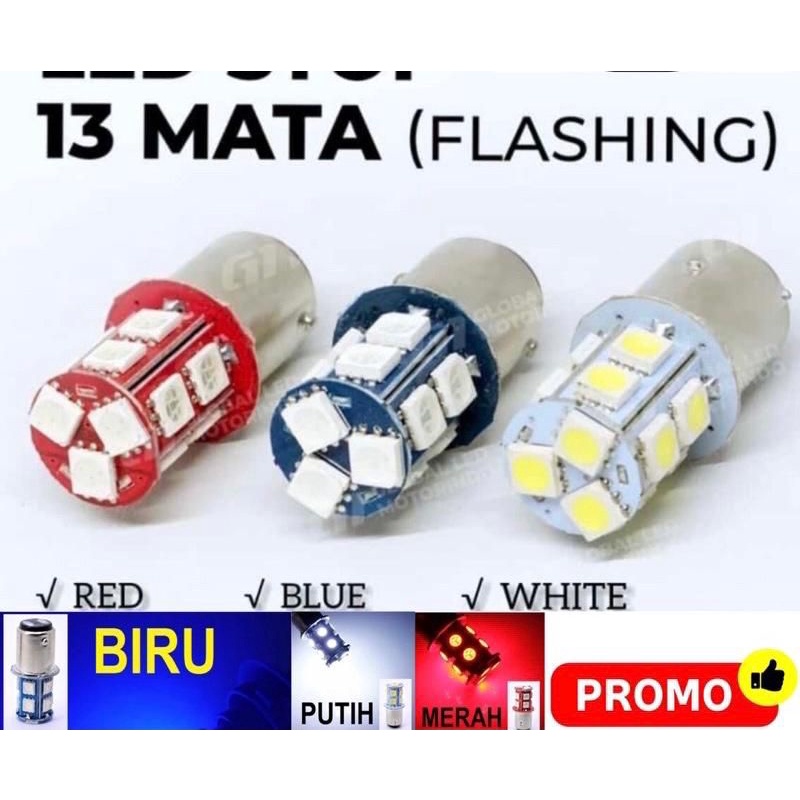 Lampu Led Rem stop 13 mata belakang flash kedip bohlam rem led motor UNIVERSAL