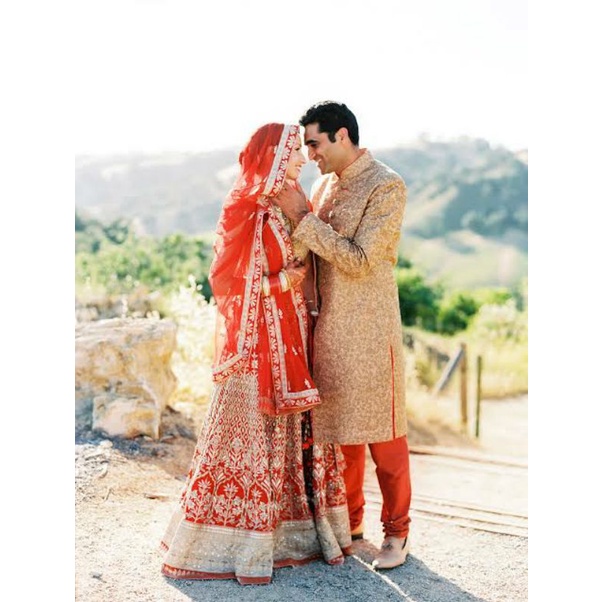 ERAS - Couple Sepasang Baju Pengantin India Bahan Velvet Beludru
